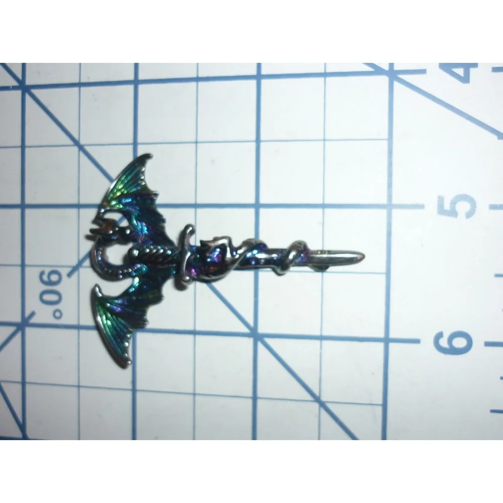Pewter Dragon Sword Iridescent Pendant Charm Craft‎ Component Jewelry Finding
